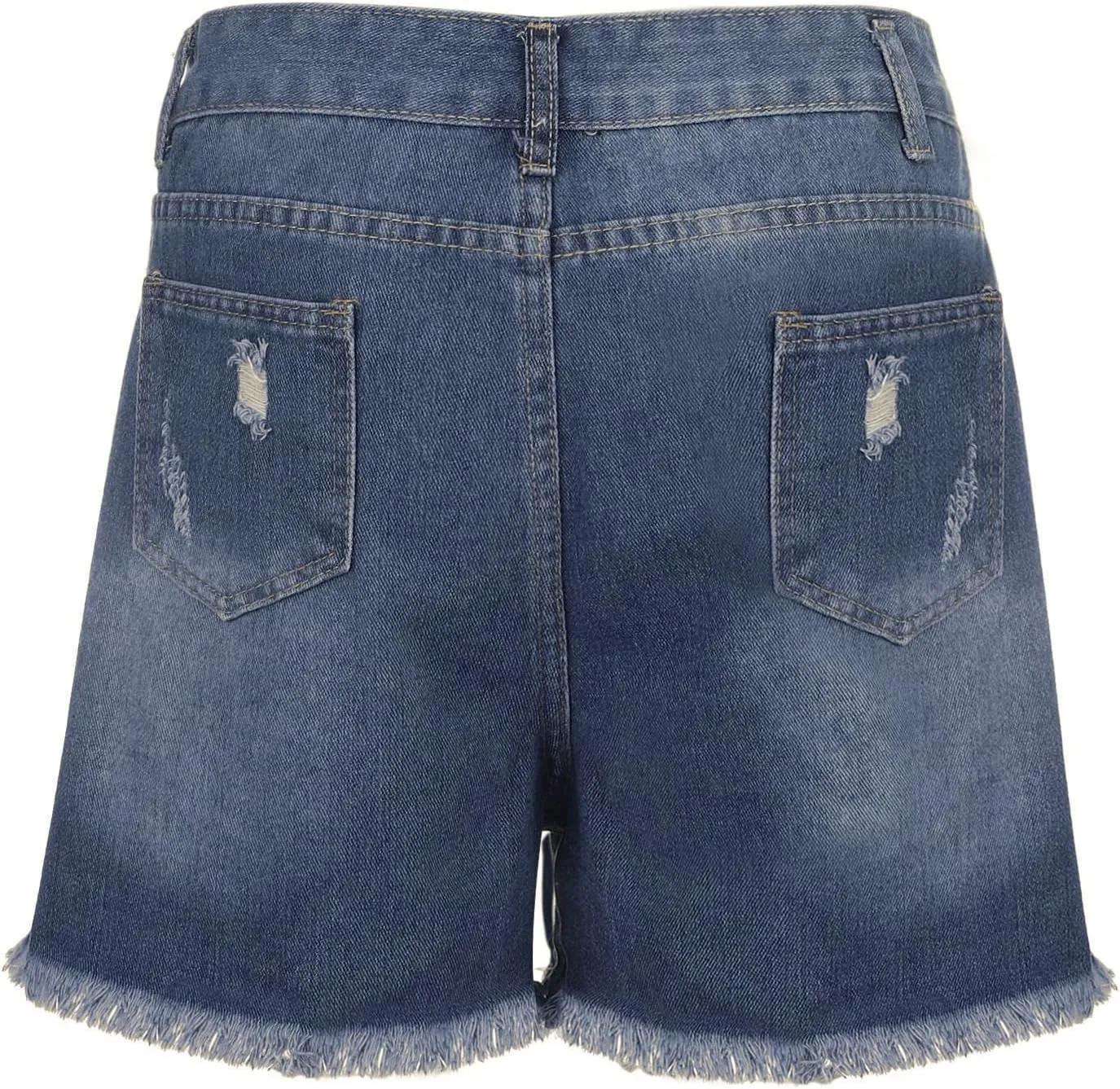High Waisted Curvy Jeans Shorts For Women Frayed Raw Hem Distressed Ripped Hot Shorts Trendy Pull On Denim Shorts