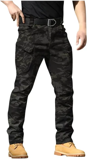 Hiking Pants Men Cargo Multi Pockets Relaxed Fit Pants Ripstop Stretch Slim Fit Pants Trousers Tactical