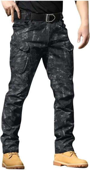 Hiking Pants Men Cargo Multi Pockets Relaxed Fit Pants Ripstop Stretch Slim Fit Pants Trousers Tactical