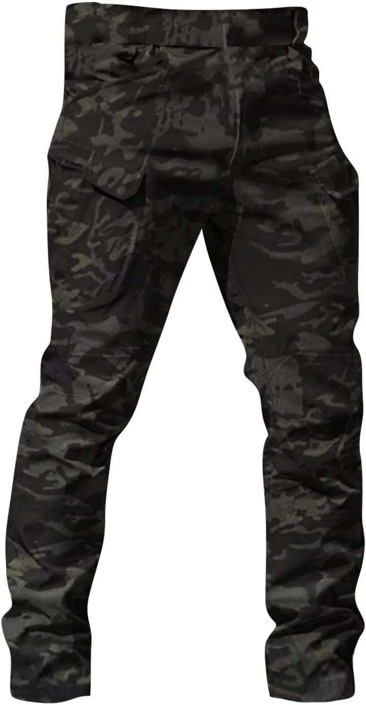 Hiking Pants Men Cargo Multi Pockets Relaxed Fit Pants Ripstop Stretch Slim Fit Pants Trousers Tactical