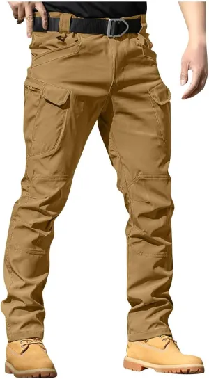 Hiking Pants Men Cargo Multi Pockets Relaxed Fit Pants Ripstop Stretch Slim Fit Pants Trousers Tactical