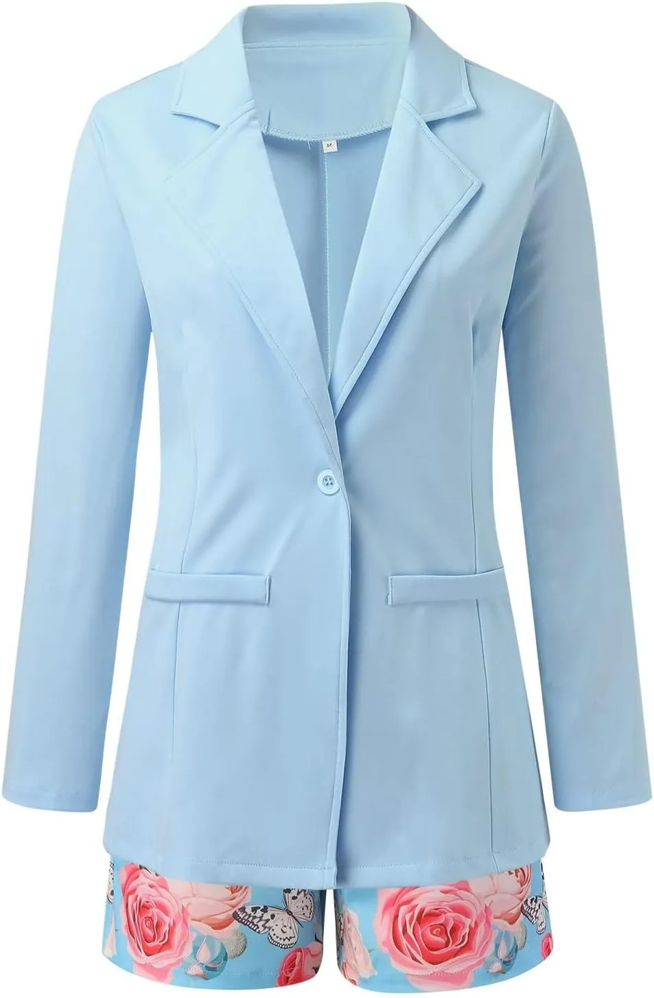 hlysgo Women's Blazer Shorts Set 2 Piece Outfits Long Sleeve Blazer Jacket with Shorts Elegant Business Office Suit Sets