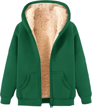 Hoodie Men Fuzzy Fleece Sweatshirt Zip Up Thick Sherpa Lined Jacket Comfortable Soft Hooded Sweatshirt Warm Winter Coat