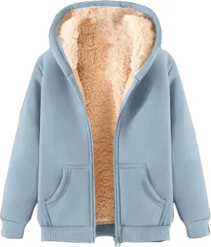 Hoodie Men Fuzzy Fleece Sweatshirt Zip Up Thick Sherpa Lined Jacket Comfortable Soft Hooded Sweatshirt Warm Winter Coat