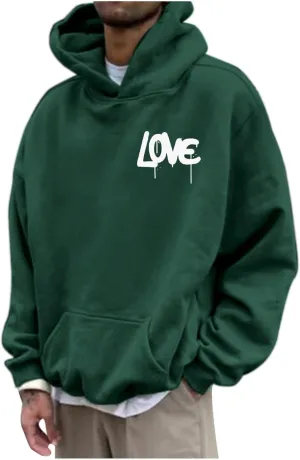Hoodies For Men With Designs Breathable Casual Hooded Sweatshirt Pullover Tops Mid-Weight Long Sleeve Letter Print Shirts