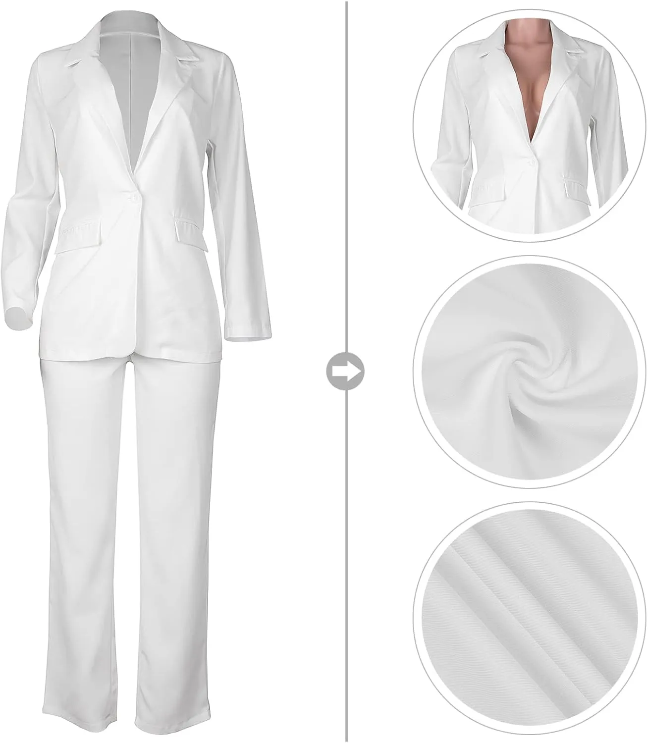 HuiSiFang Womens Fall Fashion 2 Piece Blazer Sets Open Front Blazers and Slim Fit Pants Suits Set