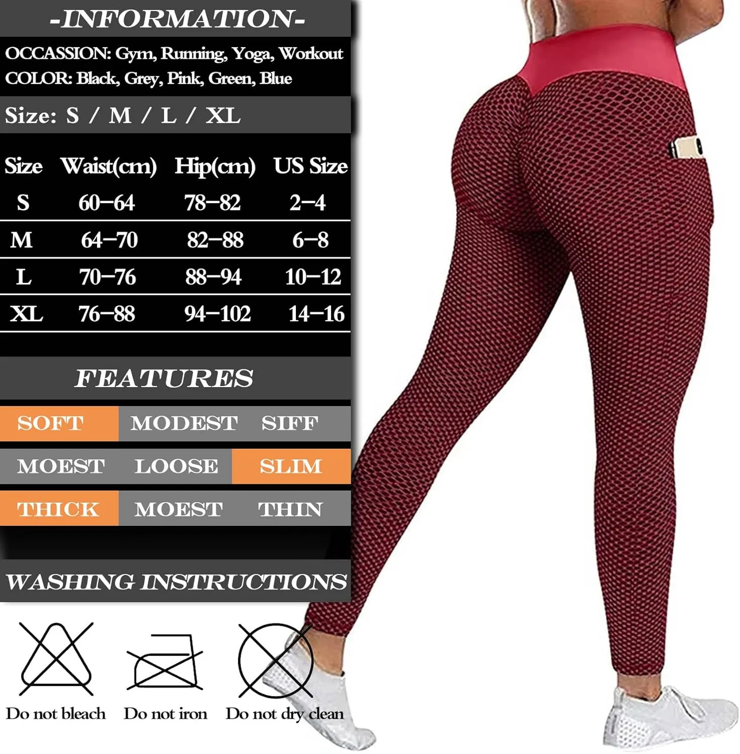 JGS1996 Butt Lifting Leggings for Women Tummy Control Workout Yoga Pants High Waisted Scrunch Booty Gym Tights