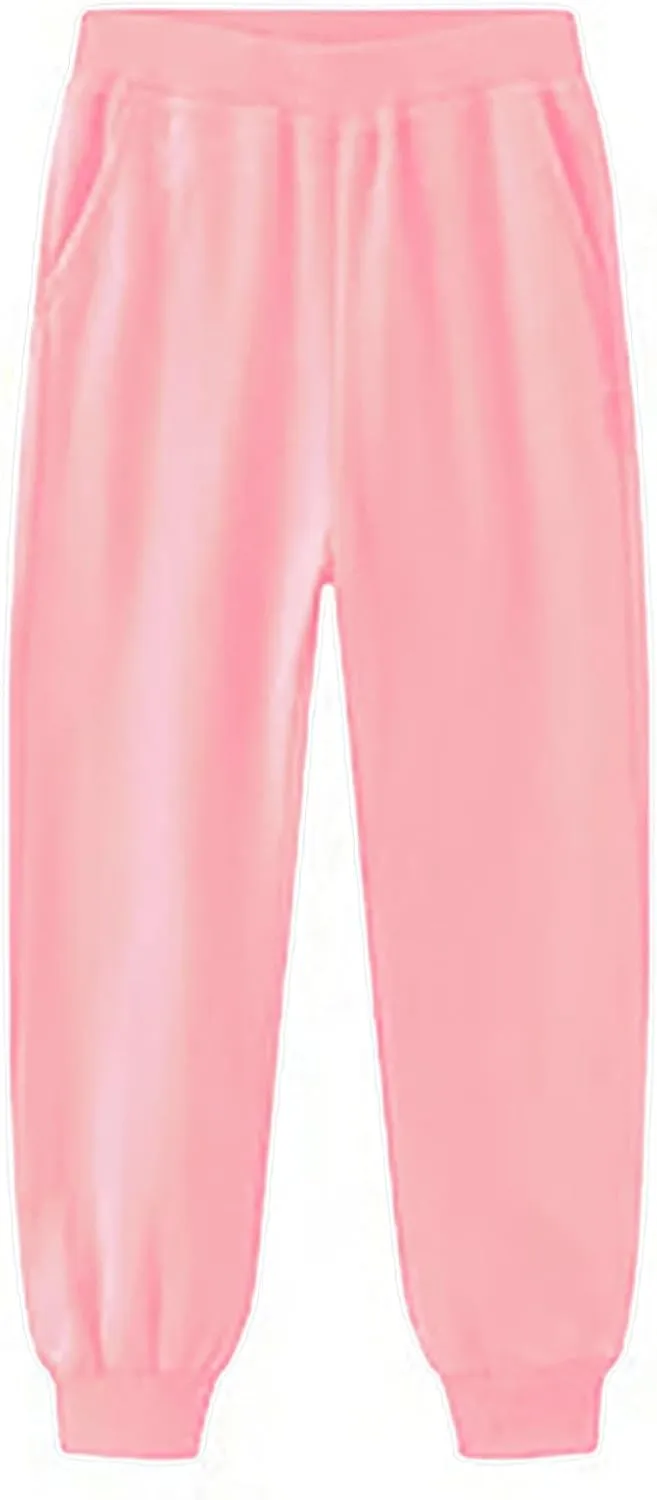 Kids Jogger Sweatpants Solid Cotton Pull on Straight Elastic Waist Sport Pants Toddler Boys Summer Casual Trousers