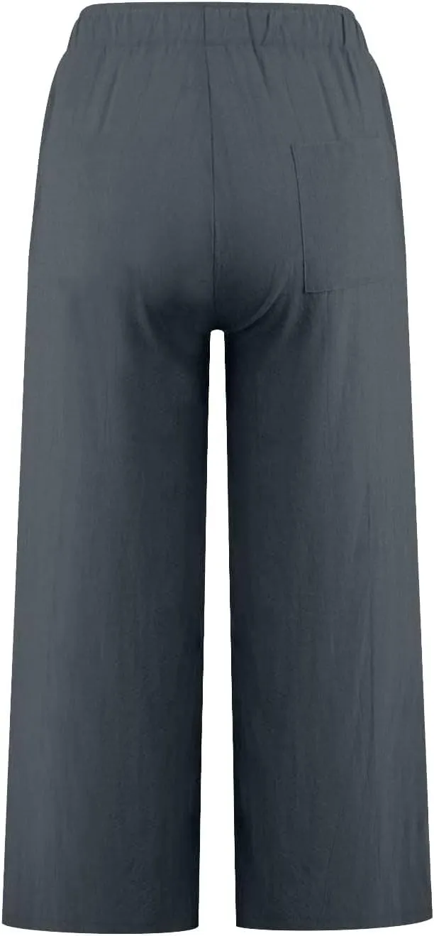 Linen Pants Women,Summer High Waisted Flowy Lounge Palazzo Beach Pants Loose Casual Trousers 2025