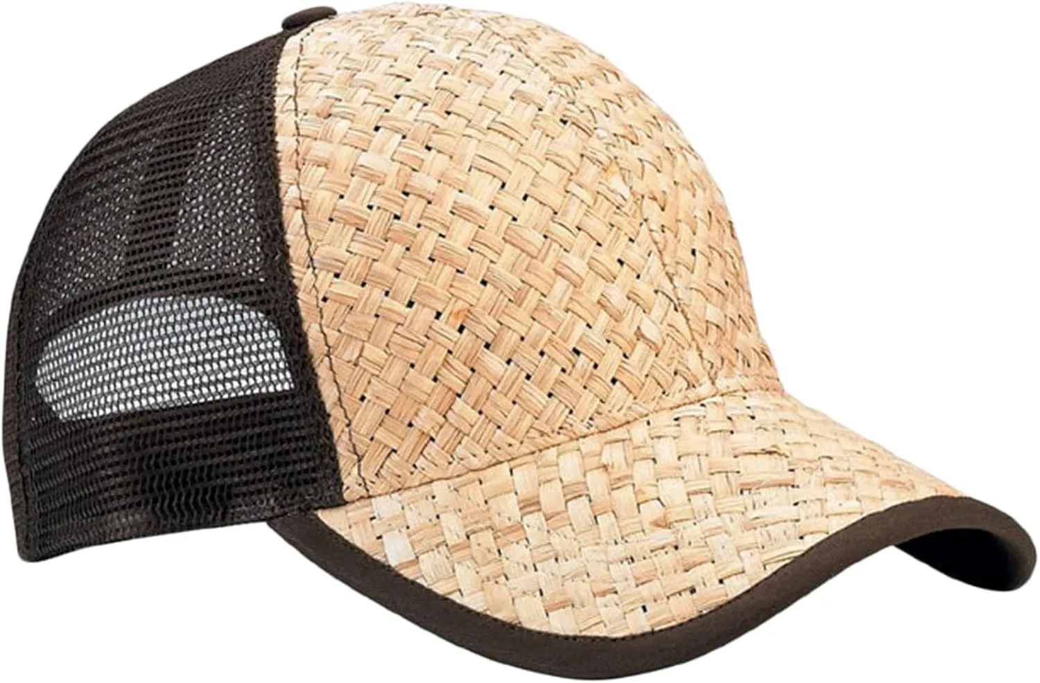 Low Profile Structured Mesh Straw Trucker Cap