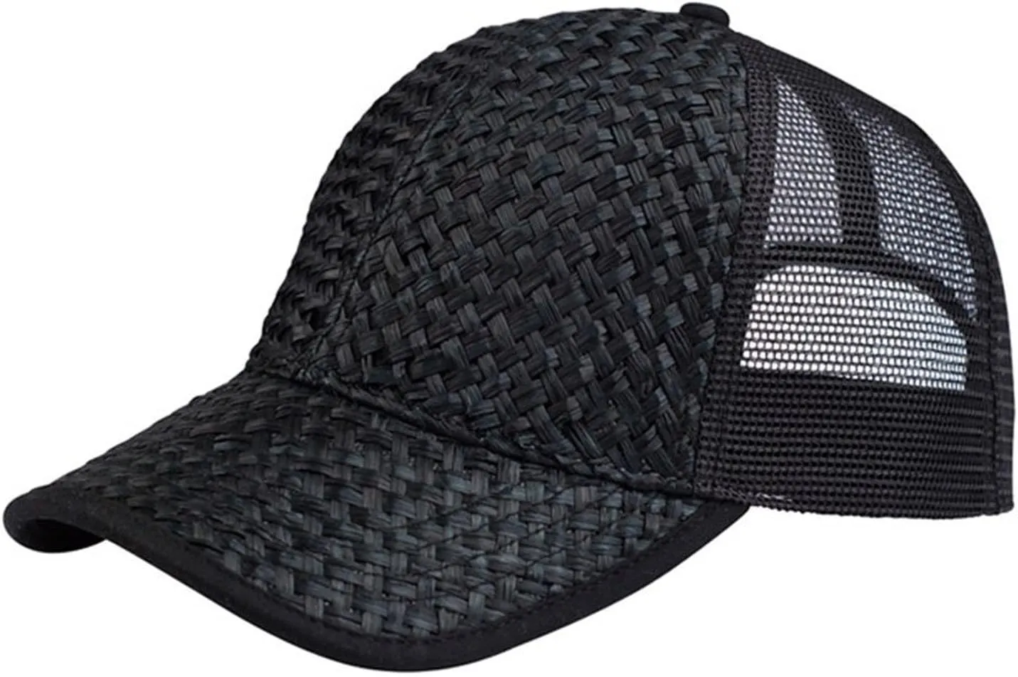 Low Profile Structured Mesh Straw Trucker Cap