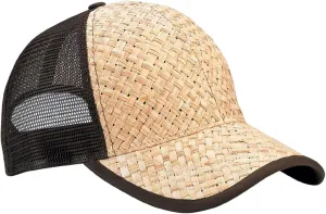 Low Profile Structured Mesh Straw Trucker Cap