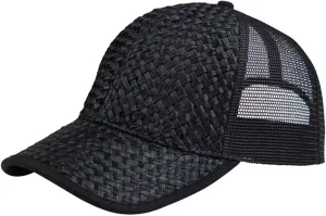 Low Profile Structured Mesh Straw Trucker Cap