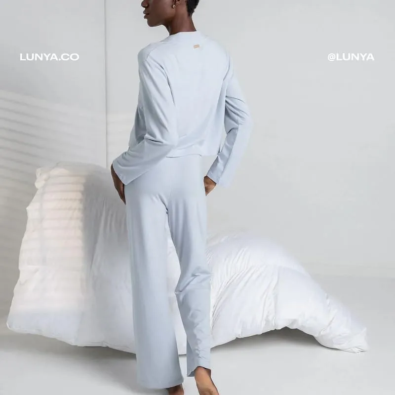 Lunya Slumberknit Long Sleeve Button Up Pajamas for Women - Organic Cotton Button Up Pajama Set - Buttery Soft Lounge Wear