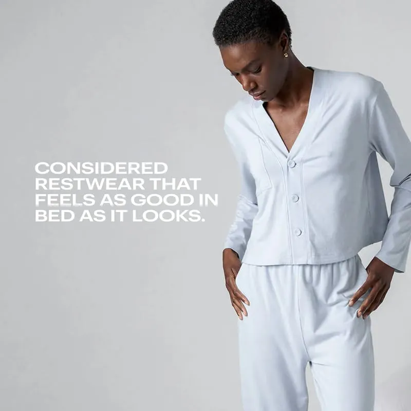 Lunya Slumberknit Long Sleeve Button Up Pajamas for Women - Organic Cotton Button Up Pajama Set - Buttery Soft Lounge Wear