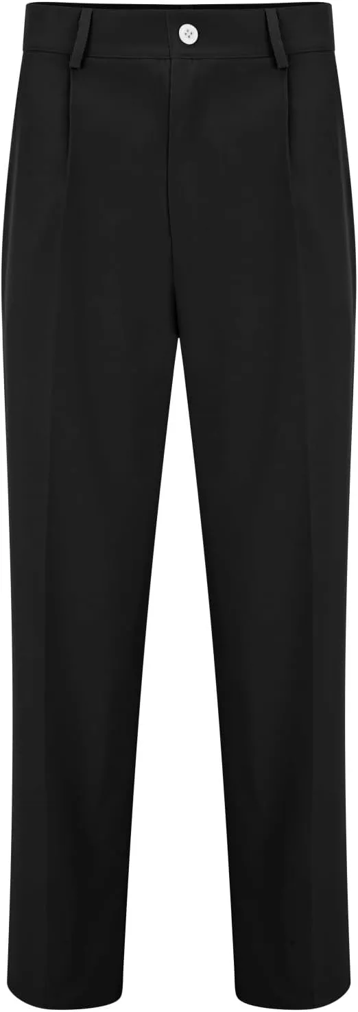 Men Formal Suit Pants Slanted Pocket Straight Wide Leg Loose Comfy Casual Trousers Business Office Party Work Pants