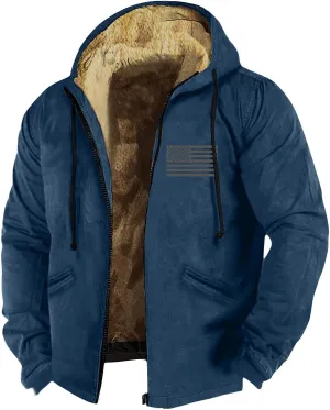 Men Hoodie Zip Up Winter Sherpa Lined Sweatshirt Sherpa Lined Full Zip Hoodie Heavyweight Thick Warm Fleece Jacket