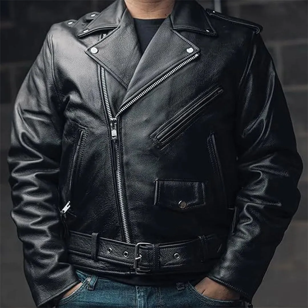 Men Motorcycle Leather Jackets Street Jacket Soft Coats Zipper Pockets Outerwear