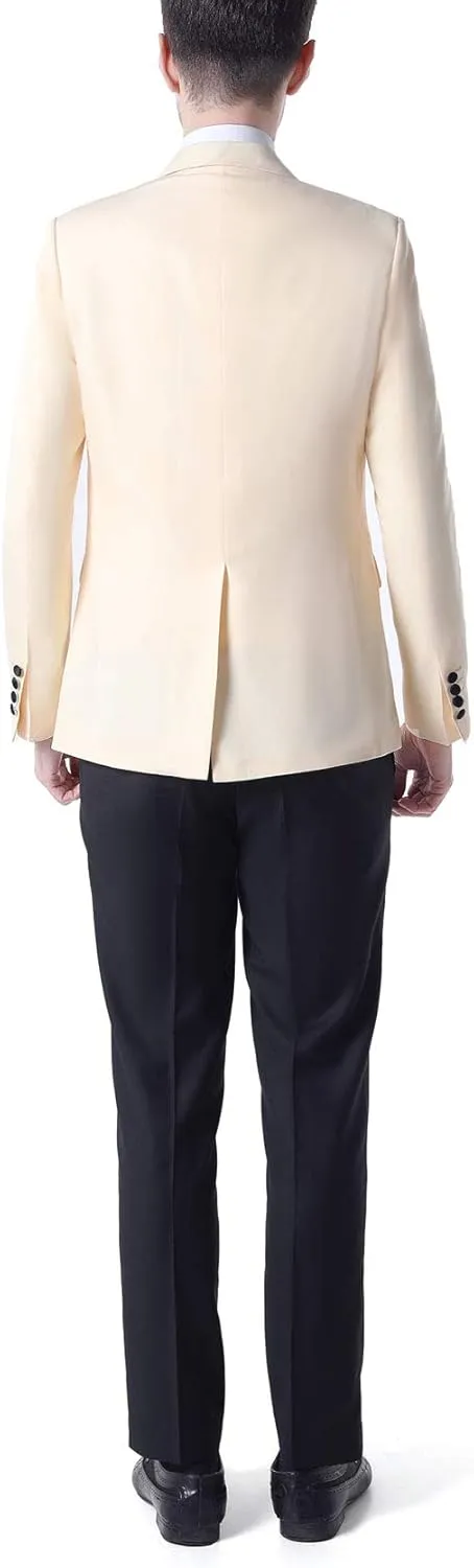 Men's 3 PC Red Notch Lapel Wedding Suits Slim Fit Groom Tuxedos Prom Suits Casual Suit