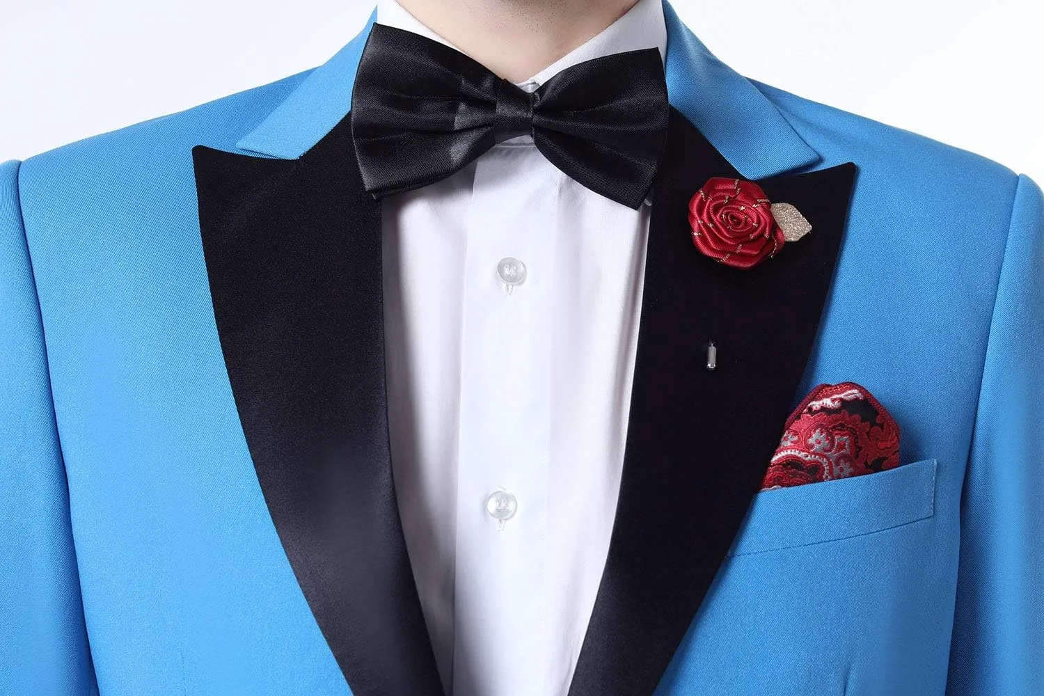 Men's 3 PC Red Notch Lapel Wedding Suits Slim Fit Groom Tuxedos Prom Suits Casual Suit