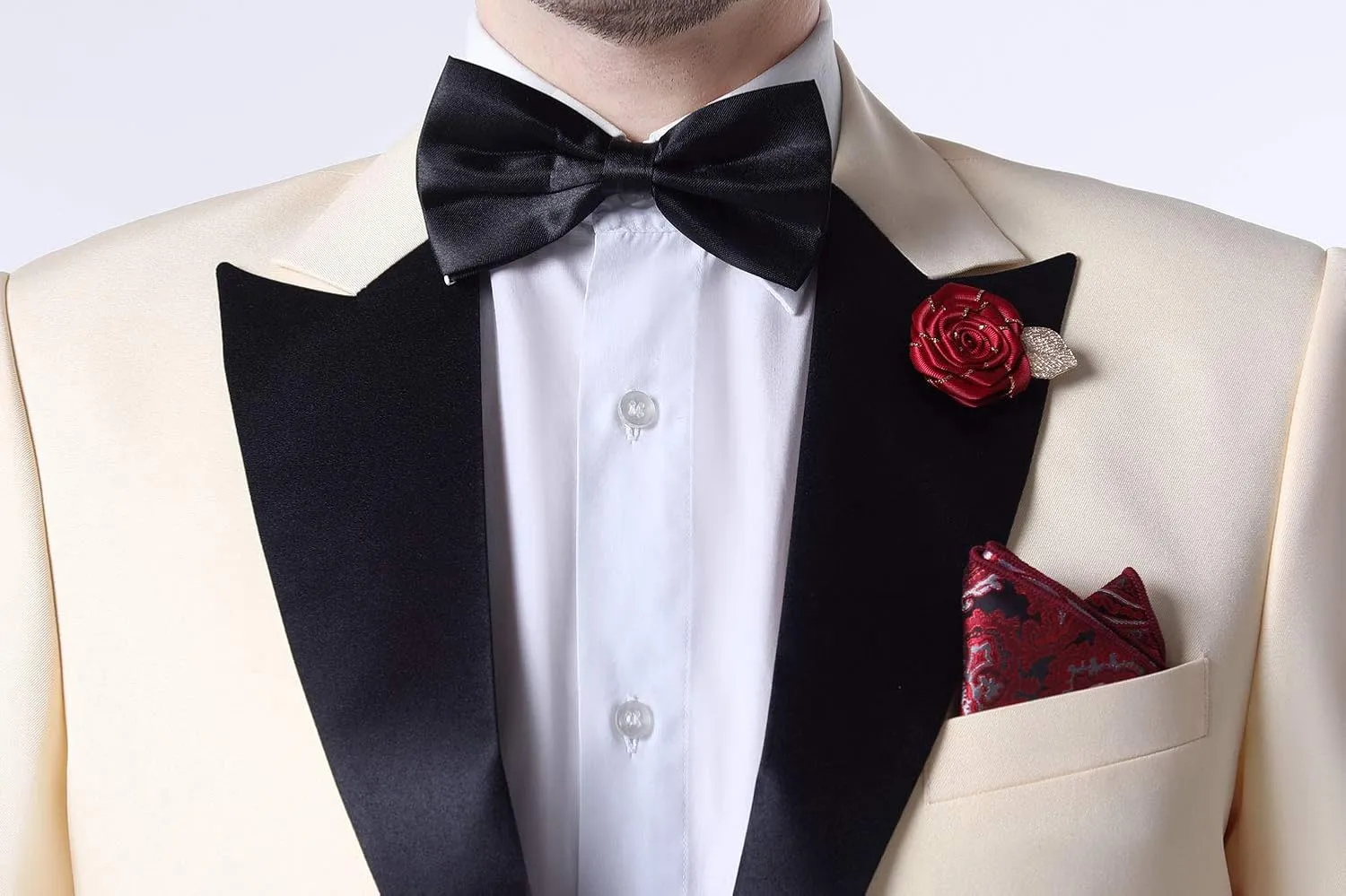 Men's 3 PC Red Notch Lapel Wedding Suits Slim Fit Groom Tuxedos Prom Suits Casual Suit
