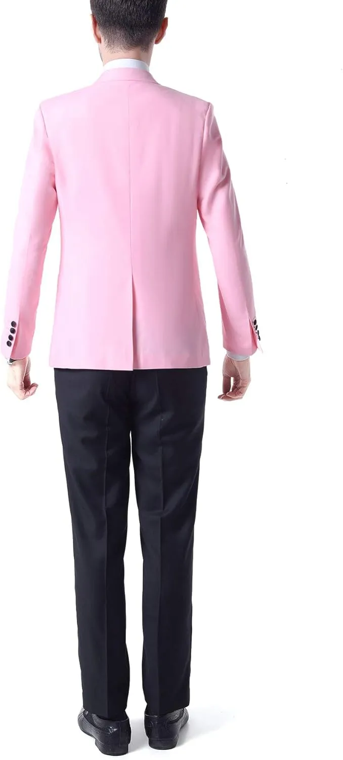 Men's 3 PC Red Notch Lapel Wedding Suits Slim Fit Groom Tuxedos Prom Suits Casual Suit