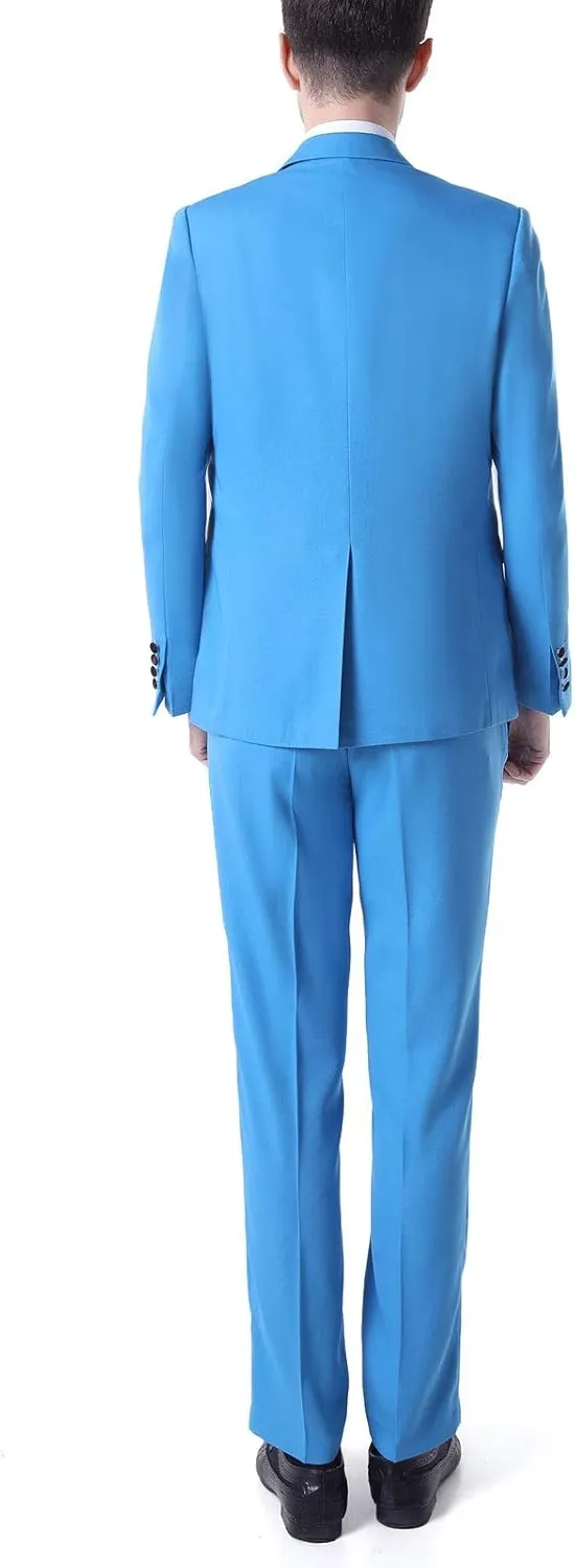 Men's 3 PC Red Notch Lapel Wedding Suits Slim Fit Groom Tuxedos Prom Suits Casual Suit