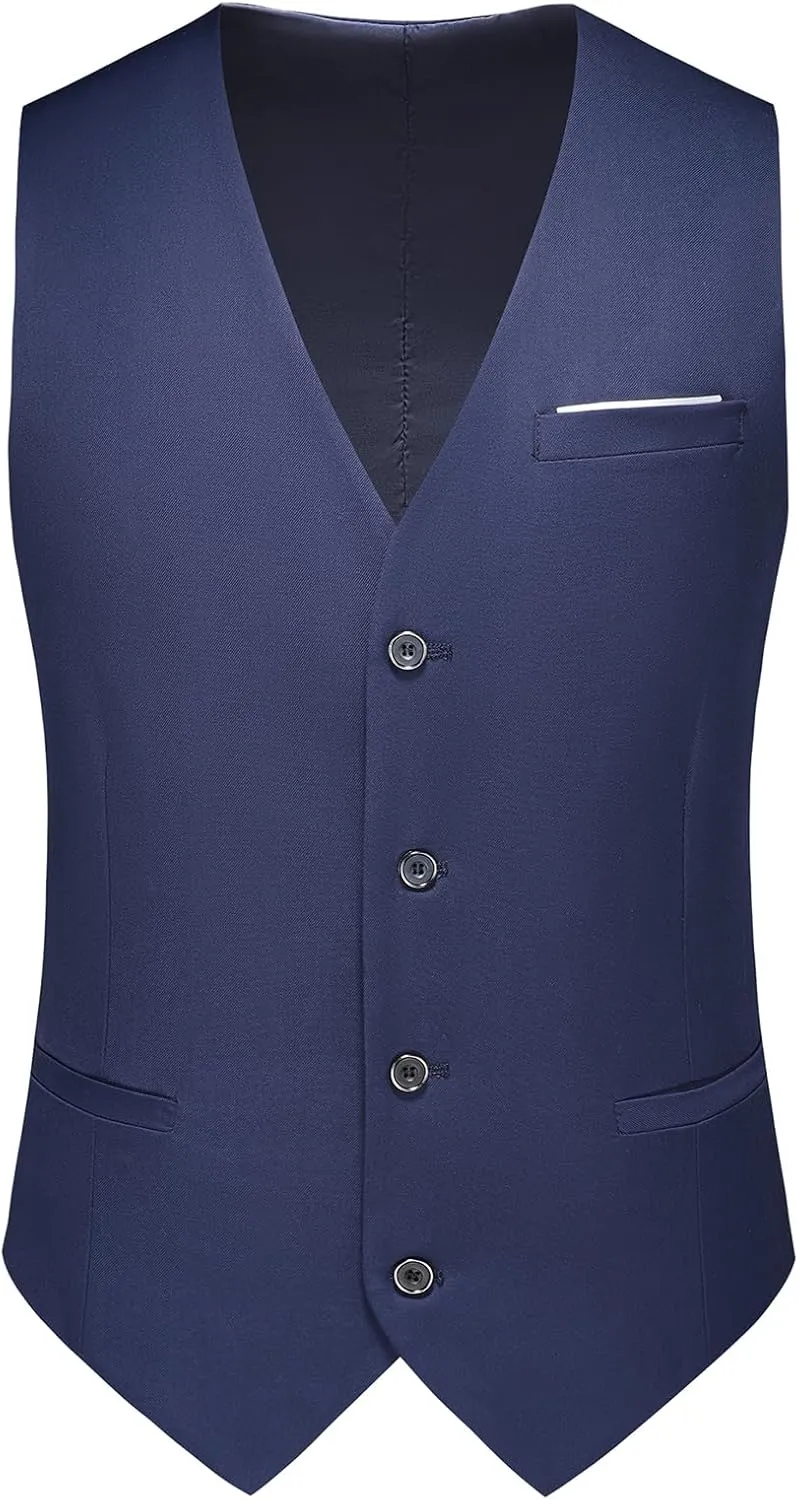 Men's 3 Piece Suit Slim Fit One Button Solid Tuxedo Jacket Suits for Men Slim Fit for Wedding Prom Blazer Vest Pants