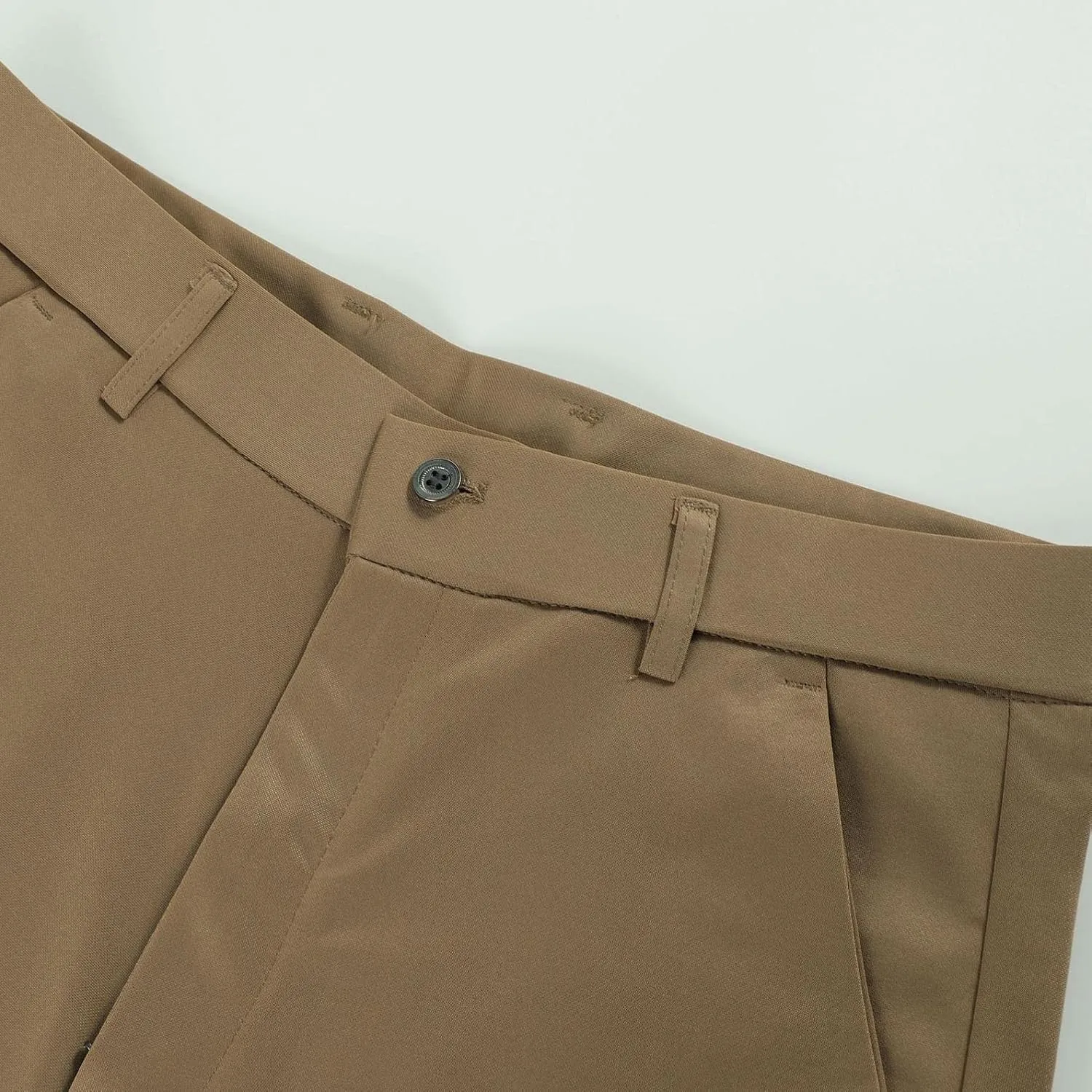 Men's Big and Tall Stretch Pleated Pants - Elastic Waist Chino Flat Front Classic Fit Pants Trousers Business Pants