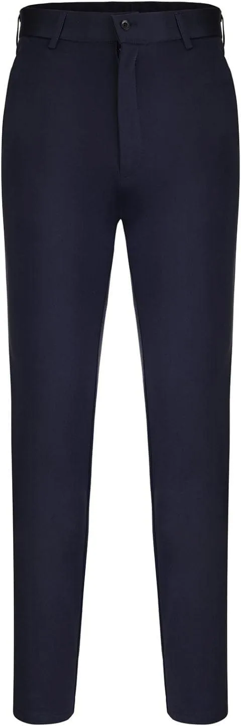 Men's Big and Tall Stretch Pleated Pants - Elastic Waist Chino Flat Front Classic Fit Pants Trousers Business Pants