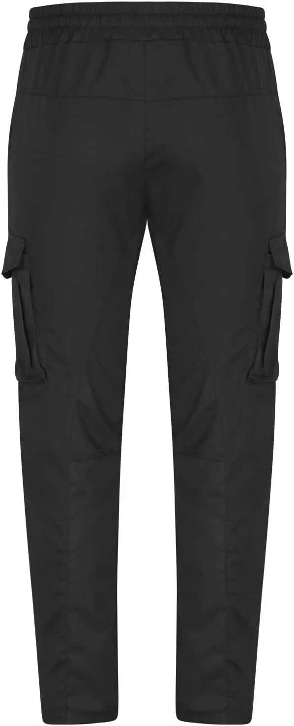 Mens Casual Cargo Pants Elastic Waist Stretch Drawstring Trouser Relaxed Fit Tactical Work Joggers Pans Multi Pockets