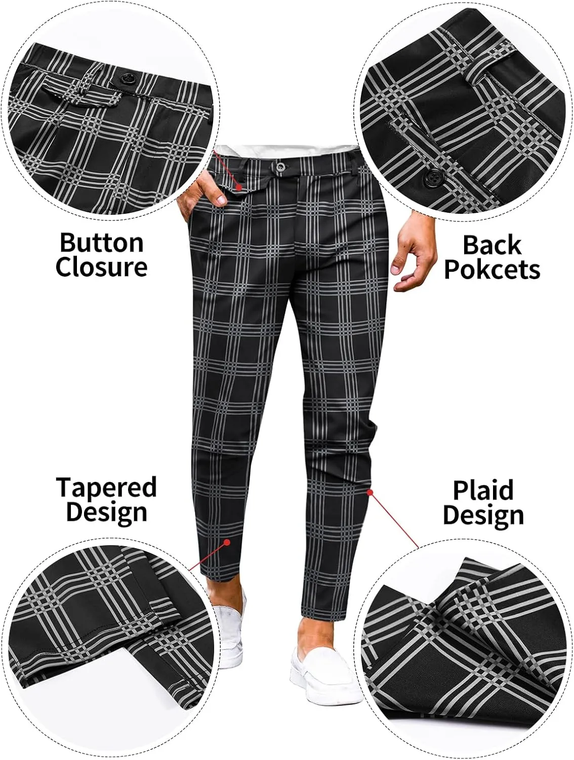 Mens Chinos Slim Fit Pants Flat Front Stretch Skinny Tapered Dress Pants Comfort Casual Solid Trousers