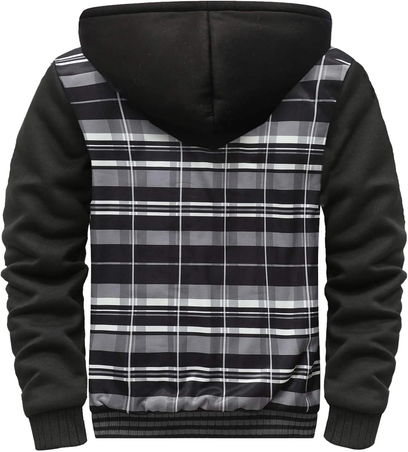 Mens Fleece Lined Jackets Full Zip Sherpa Fleece Hoodies Flannel Hooded Sweatshirt Warm Winter Wool Thick Coats