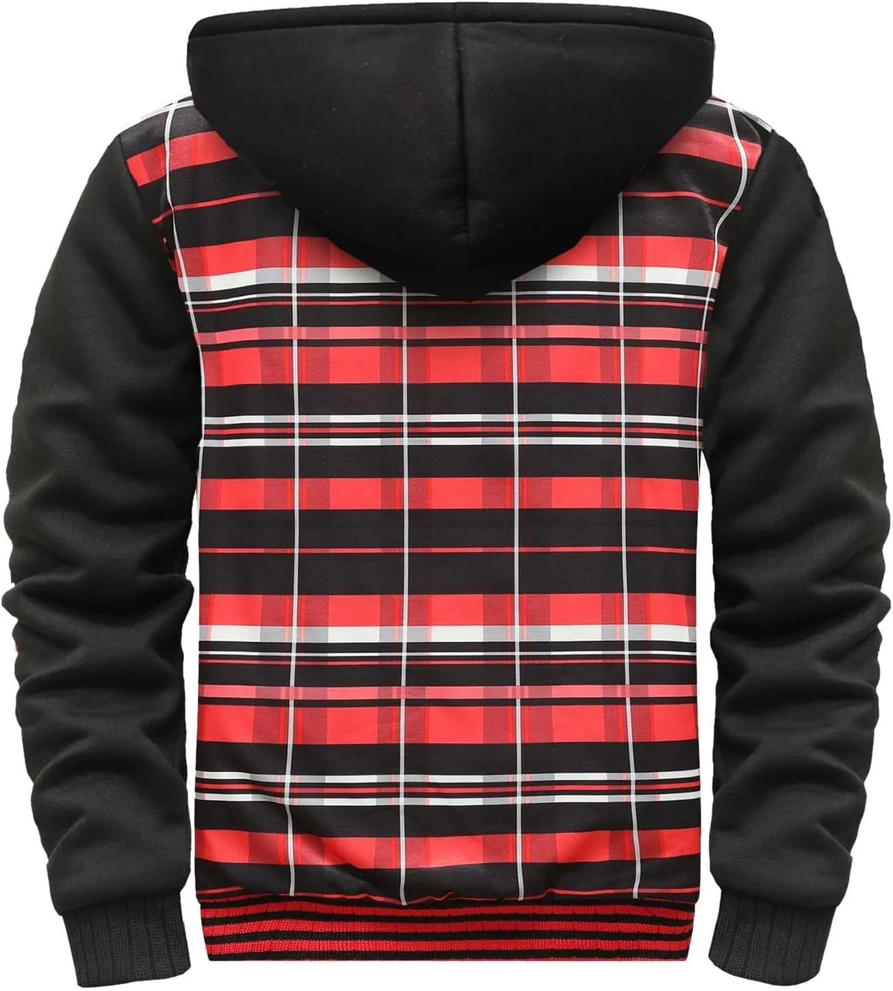 Mens Fleece Lined Jackets Full Zip Sherpa Fleece Hoodies Flannel Hooded Sweatshirt Warm Winter Wool Thick Coats
