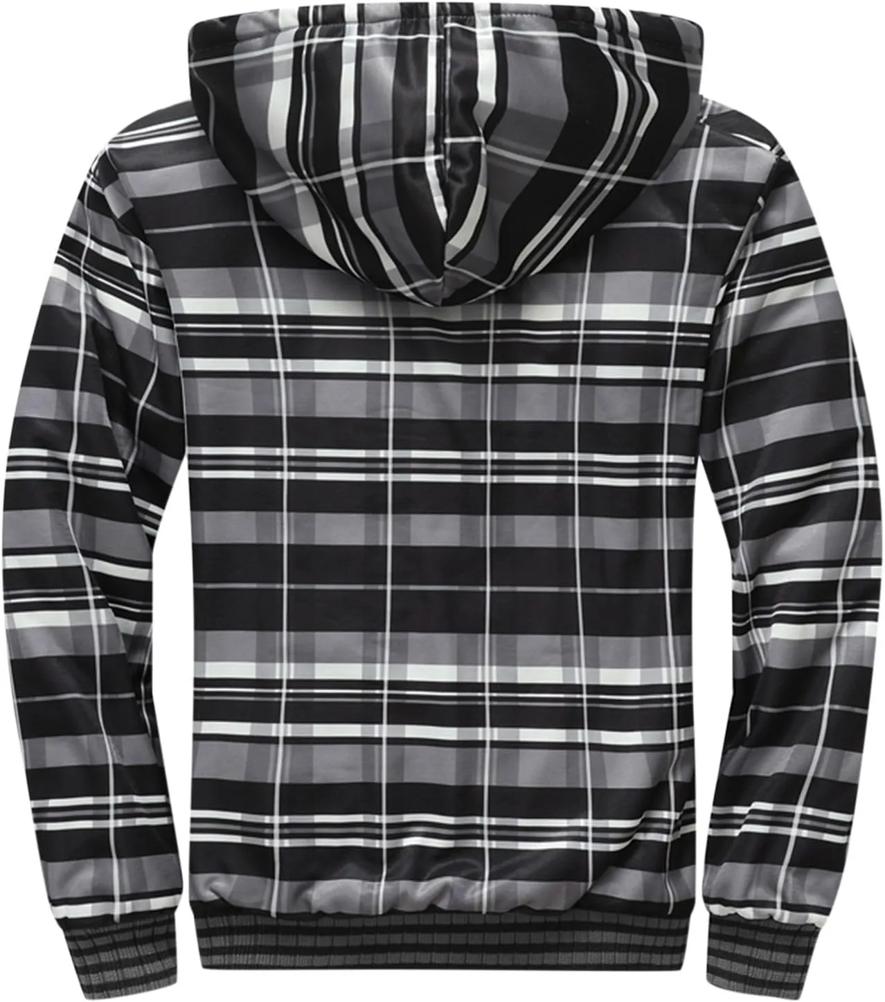Mens Fleece Lined Jackets Full Zip Sherpa Fleece Hoodies Flannel Hooded Sweatshirt Warm Winter Wool Thick Coats