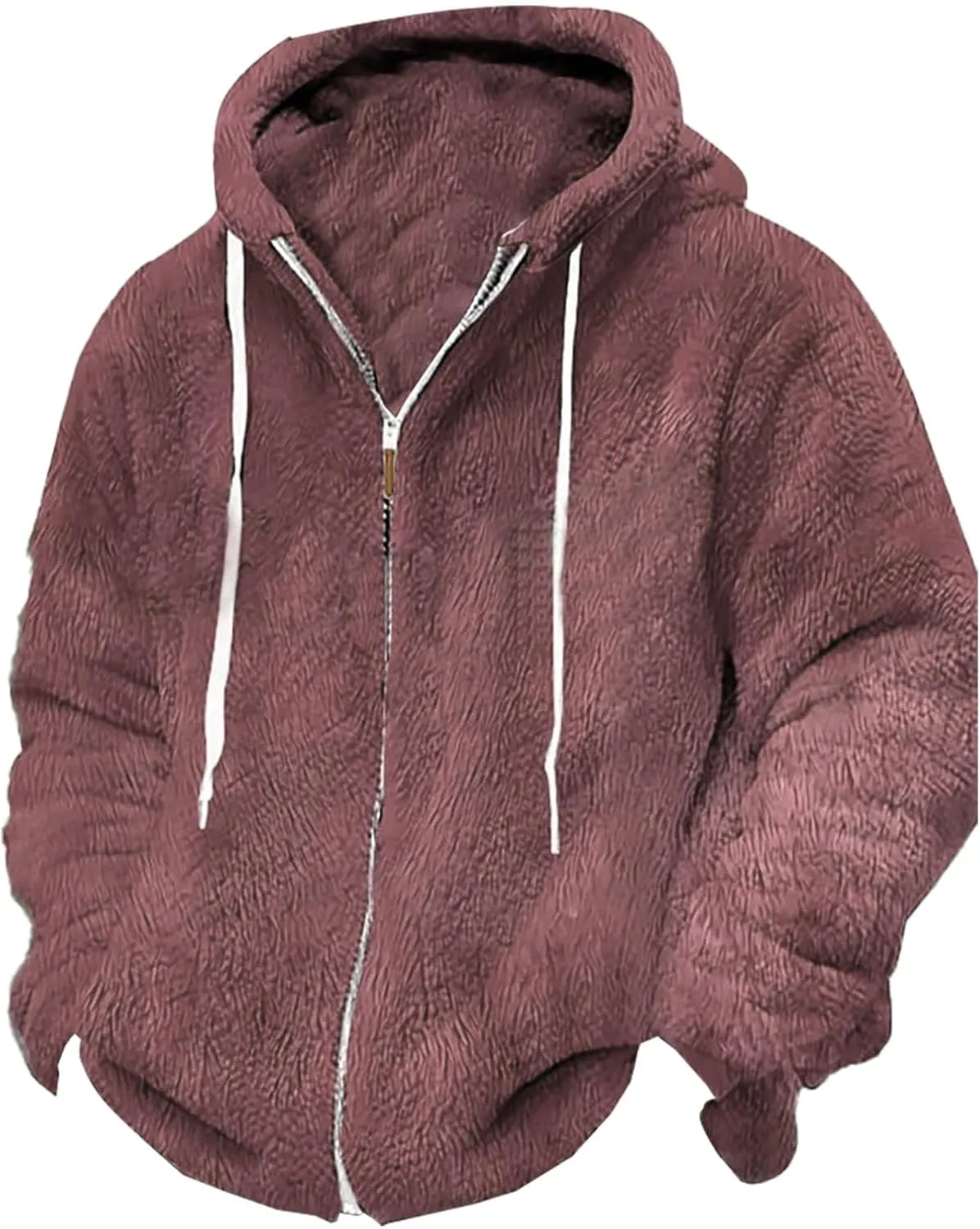 Men's Fuzzy Sherpa Sweatshirt Jackets Athletic Fleece Hoodies Casual Fluffy Warm Thicken Sports Zip Up Winter Coats