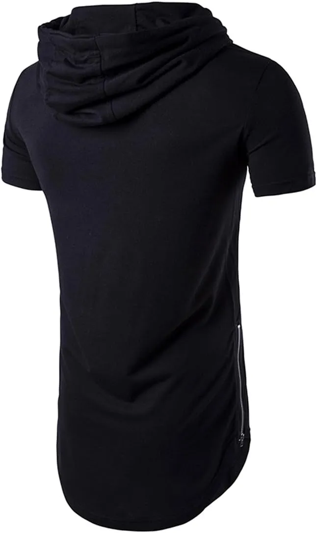 Men's Hipster Hip Hop Hoodies Side Zipper T Shirt Casual Cotton Pullover Hoodies Shirts