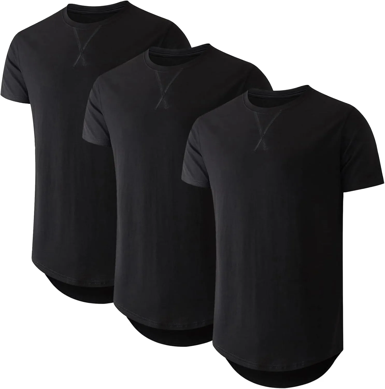 Mens Hipster Longline T Shirts Crewneck T-Shirt Lightweight Short Sleeve Premium Cotton Tee Shirts