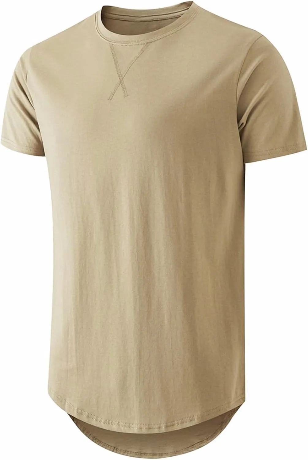 Mens Hipster Longline T Shirts Crewneck T-Shirt Lightweight Short Sleeve Premium Cotton Tee Shirts
