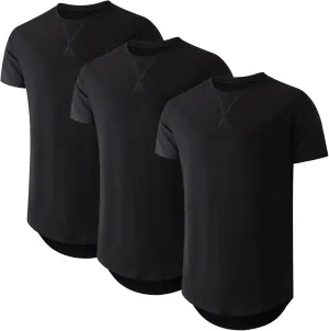 Mens Hipster Longline T Shirts Crewneck T-Shirt Lightweight Short Sleeve Premium Cotton Tee Shirts
