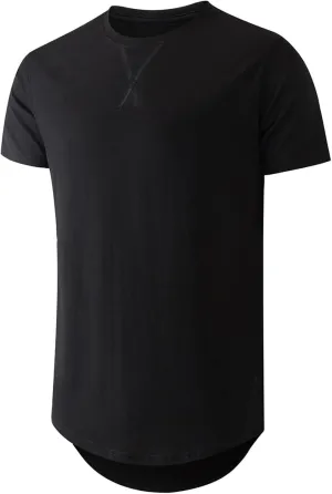 Mens Hipster Longline T Shirts Crewneck T-Shirt Lightweight Short Sleeve Premium Cotton Tee Shirts