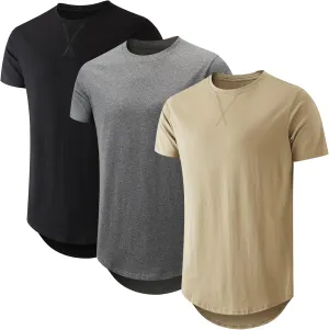 Mens Hipster Longline T Shirts Crewneck T-Shirt Lightweight Short Sleeve Premium Cotton Tee Shirts