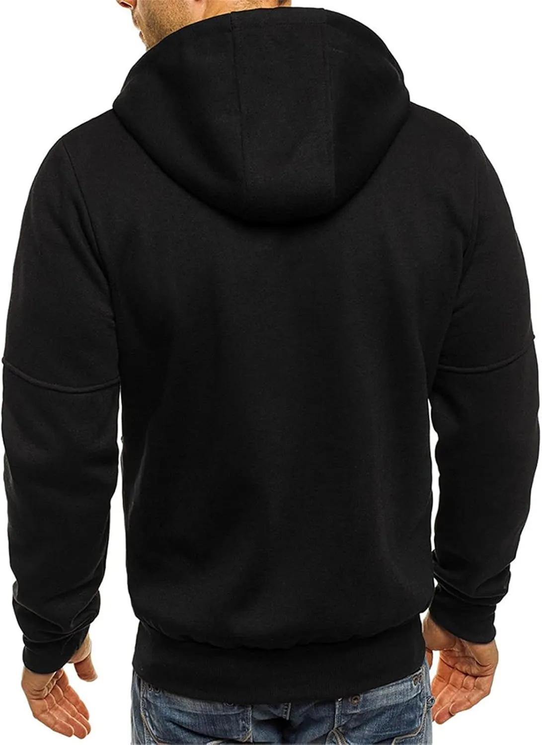 Mens Hooded Sweatshirt with Zipper Fleece Lined Sports Jacket Lightweight Slim Fit Hoodie Casual Long Sleeve Coat