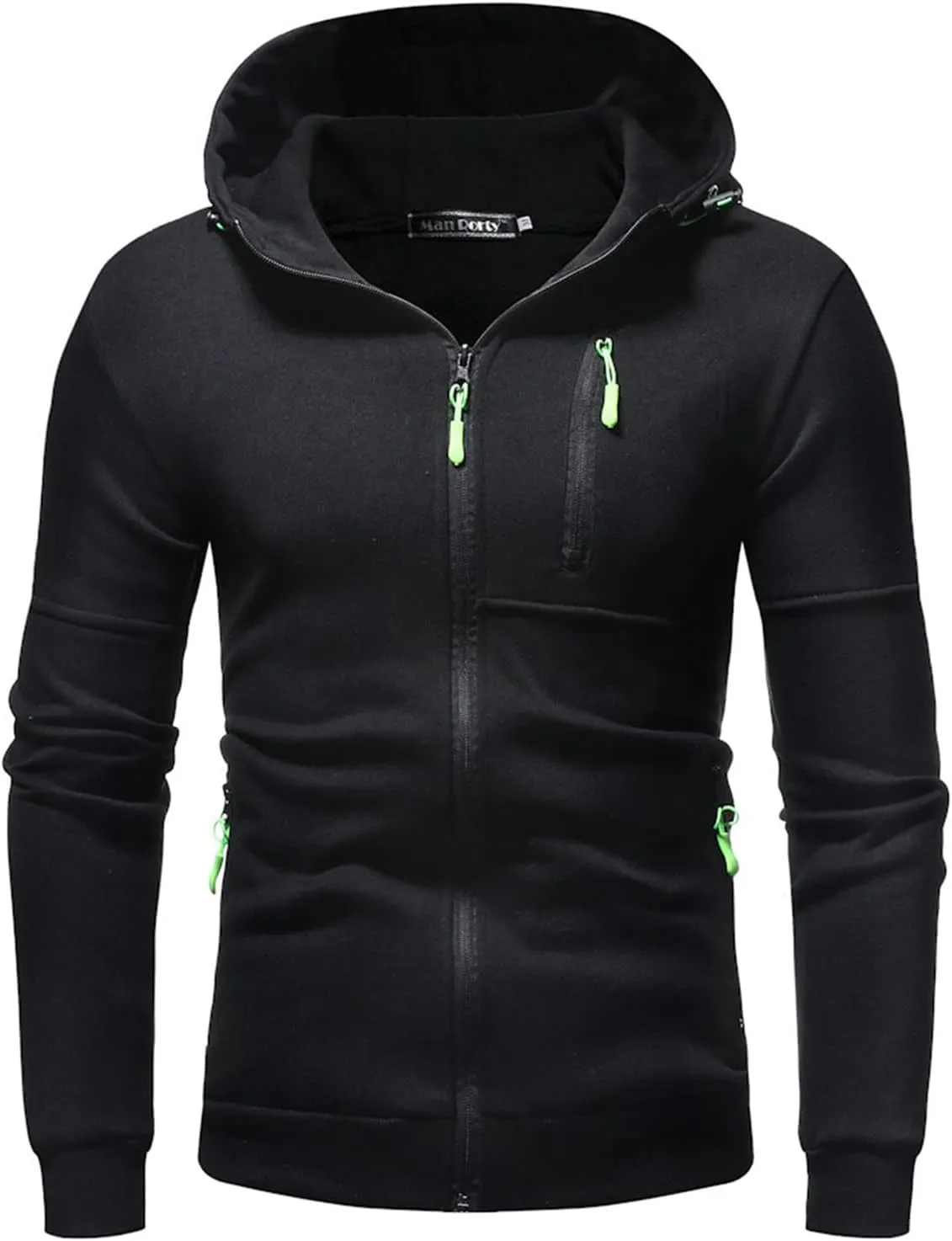 Mens Hooded Sweatshirt with Zipper Fleece Lined Sports Jacket Lightweight Slim Fit Hoodie Casual Long Sleeve Coat