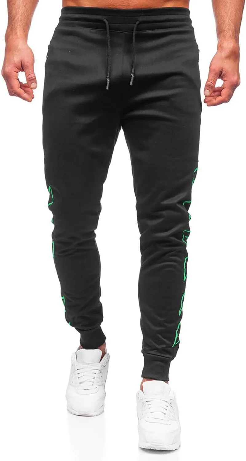 Men's Joggers Drawstring Pants with Zipper Pockets Slim Fit Pants Athletic Trousers Workout Sweatpants for Men