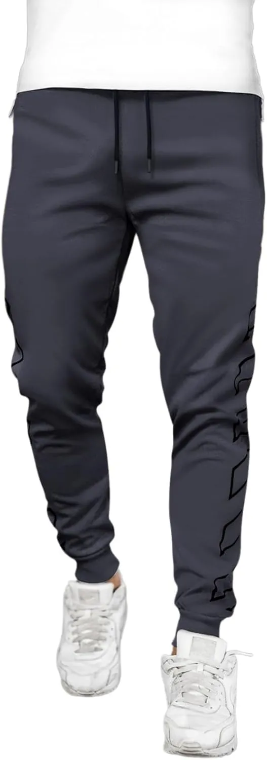 Men's Joggers Drawstring Pants with Zipper Pockets Slim Fit Pants Athletic Trousers Workout Sweatpants for Men