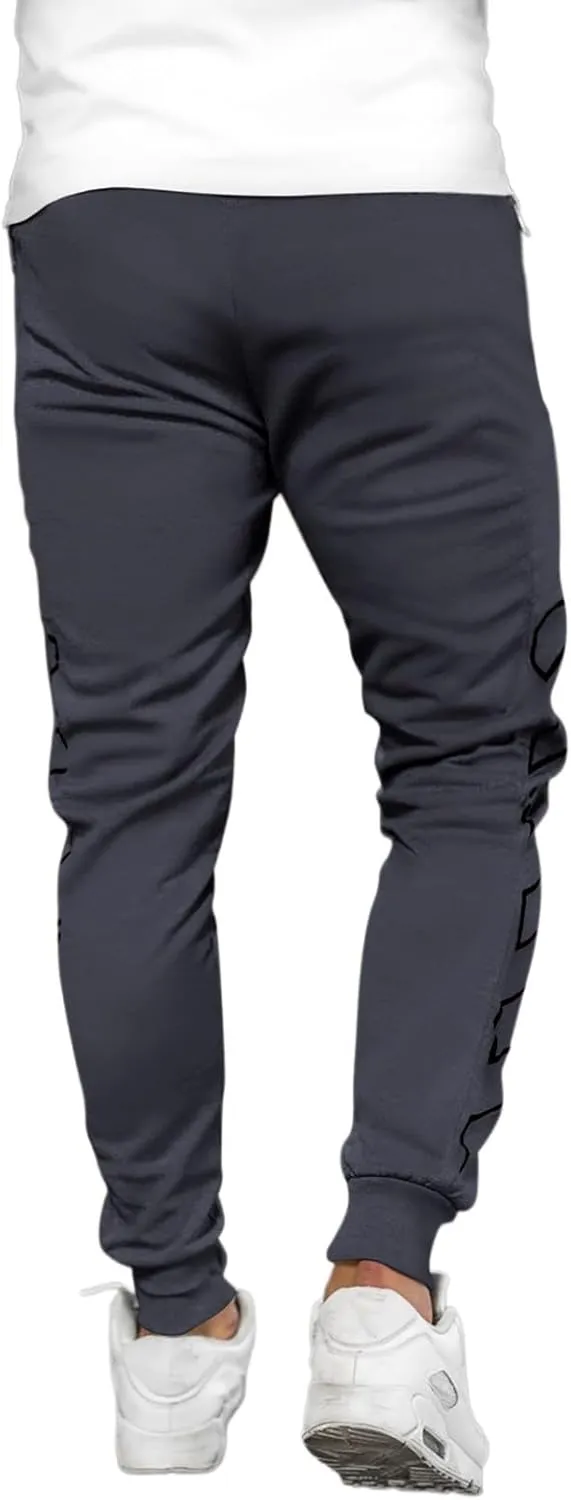 Men's Joggers Drawstring Pants with Zipper Pockets Slim Fit Pants Athletic Trousers Workout Sweatpants for Men