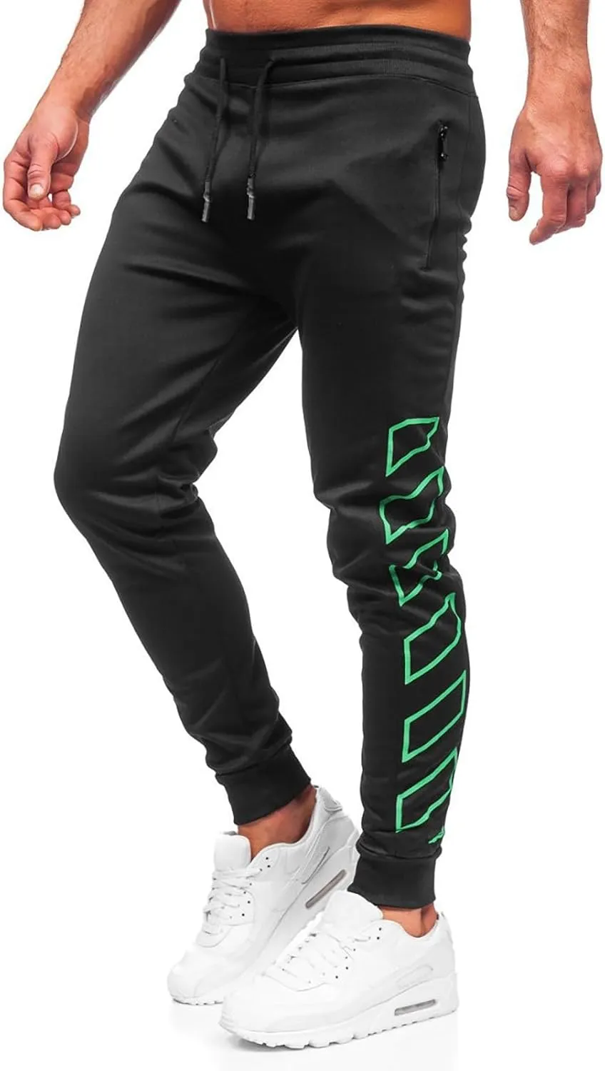 Men's Joggers Drawstring Pants with Zipper Pockets Slim Fit Pants Athletic Trousers Workout Sweatpants for Men