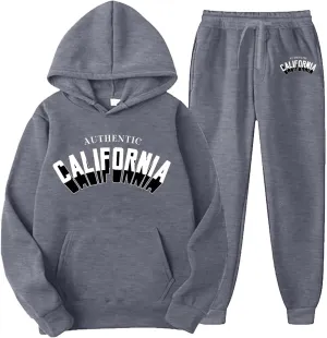 Men's Letter Tape Sweatsuit Two Piece Kangaroo Pocket Drawstring Hoodie Jogger Sweatpants Set Sweatsuits Tracksuits