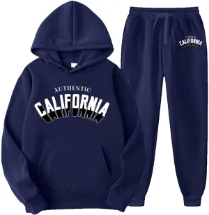 Men's Letter Tape Sweatsuit Two Piece Kangaroo Pocket Drawstring Hoodie Jogger Sweatpants Set Sweatsuits Tracksuits